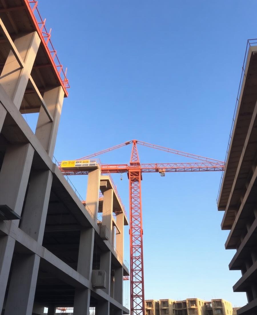 Structure béton armé en cours de réalisation
